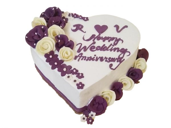Heart Shaped Happy Anniversary Cake