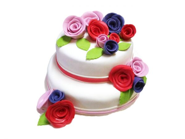 2 Tier Wedding Cake - Flowers