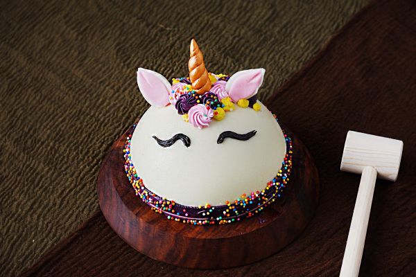 Half Round Pinata Cake - Unicorn Decorated