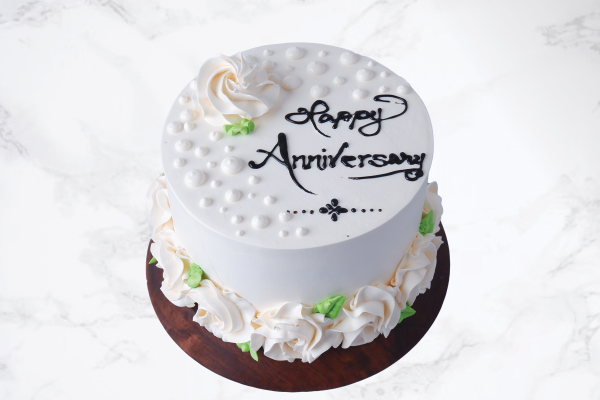 White Anniversary Cake