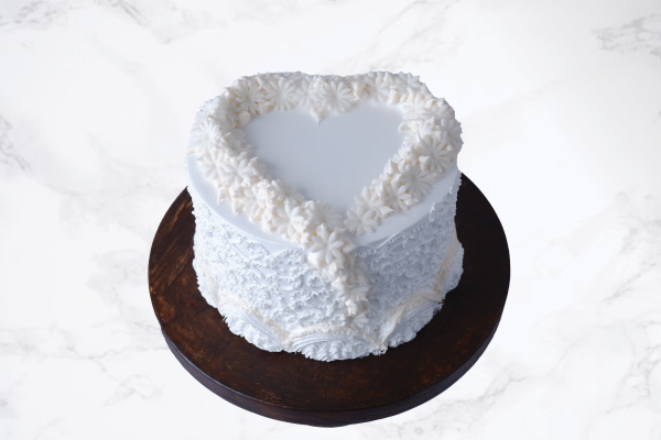 Heart Anniversary Cake - White