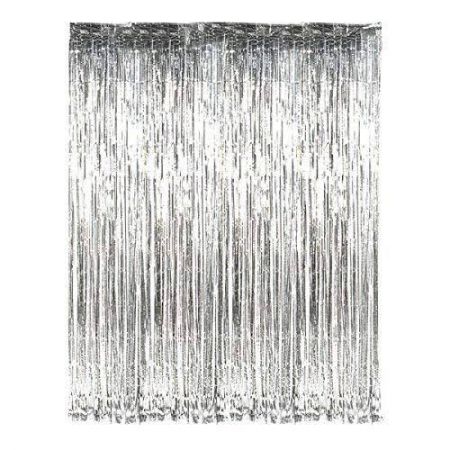 Silver Metallic Foil Curtains Backdrop Door Curtain 2ft × 4ft for (Pack of 1)