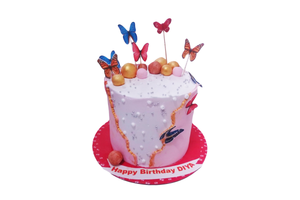 Pink Butterflies Cake