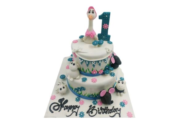 1st Birthday Farm Theme 2 Tier Cake
