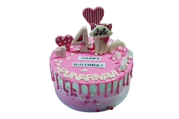 Pink Kitty Drip Custom Cake