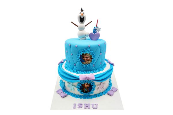 Elsa & Anna 2 Tier Custom Cake