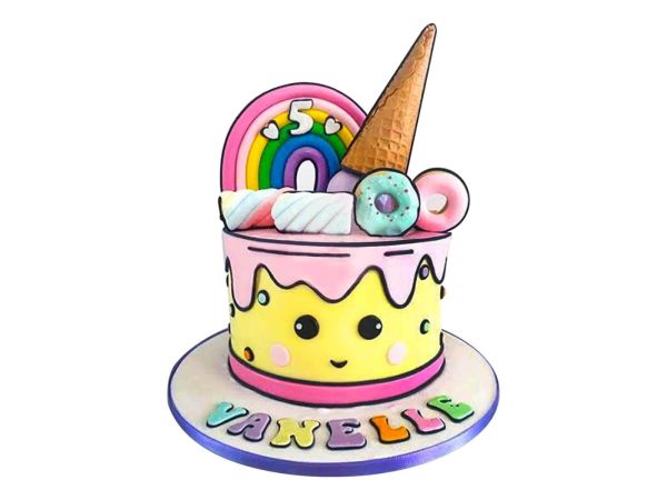 Rainbow comic cake