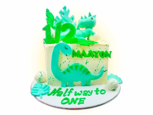 Dinosaur Theme Half Cake